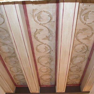travi dipinte e decorate casa privata centro storico Soave (VR)